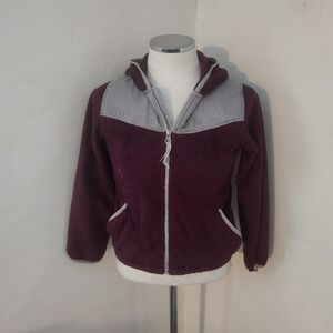 The North Face Girls Purple Fleece Full Zip Hooded Jacket Size Medium